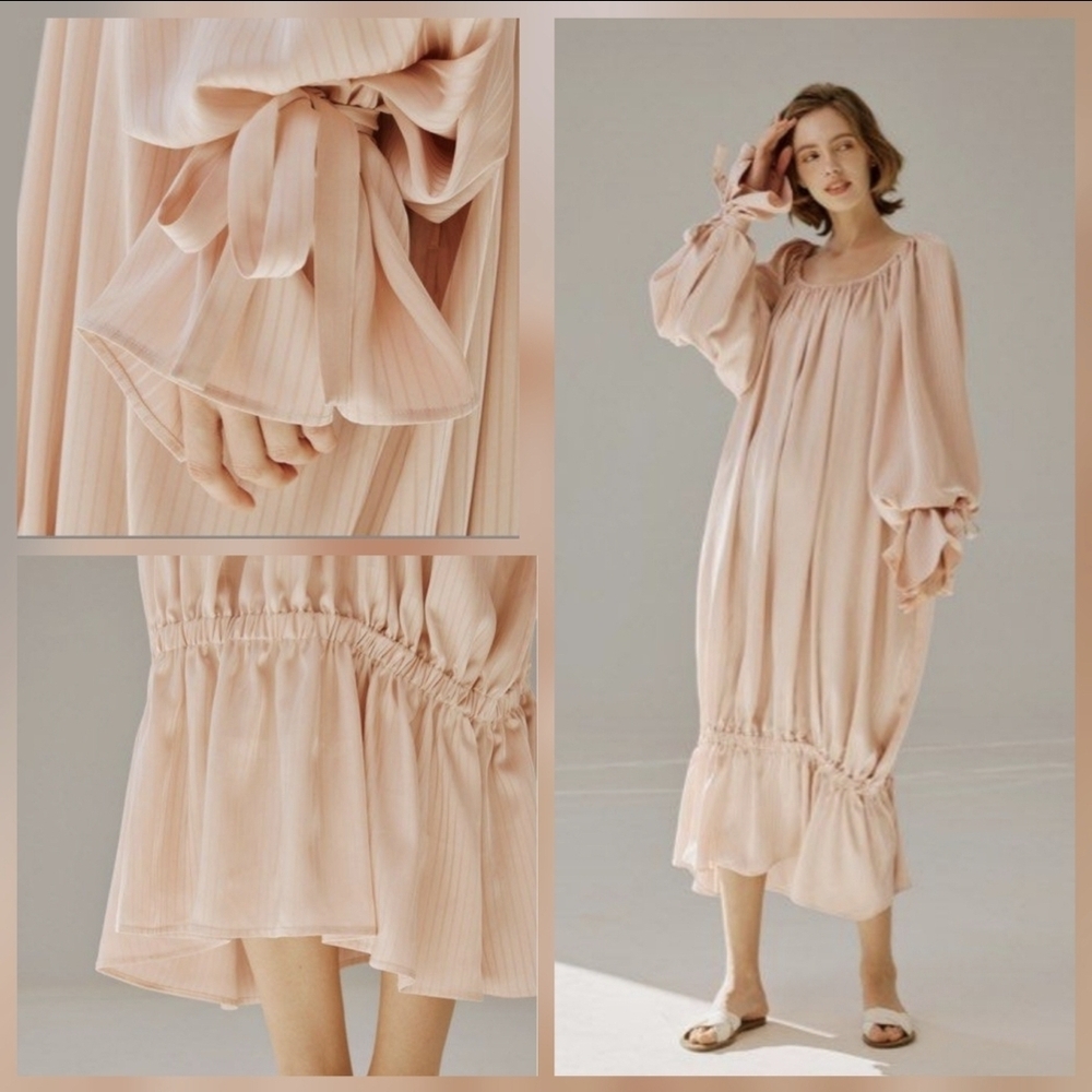 NWT Lottie Tie Cuff Maxi Dress By Nap. Blush.